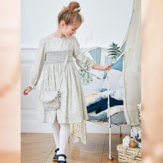 20%OFF フランス Kidiwi キディウィ ブルー×マスタードお花柄