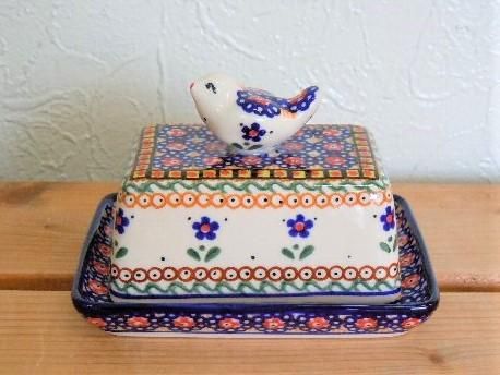 ミレナ 小鳥のバターケース 「ノスタルジックな小花」 - ポーランド