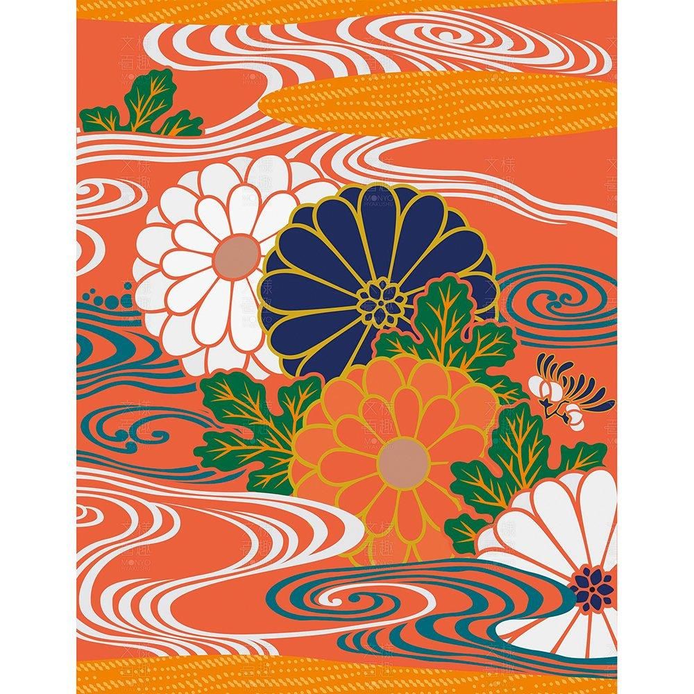 紅地縫箔の菊水文 - 伝統文様のデザイン素材なら【文様百趣ONLINE SHOP】