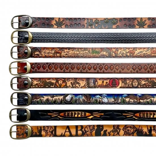 夕陽のTシャツ】BRACKNEY LEATHER WORKS 型押しベルトー34inch