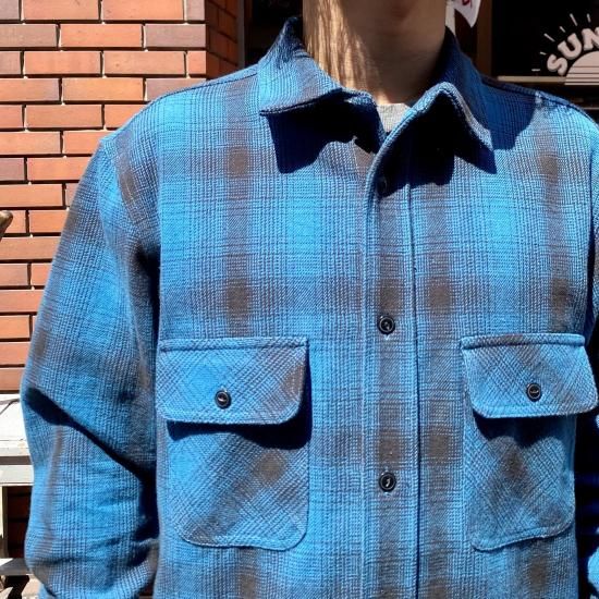 SUNSET】BIG MIKE /HEAVY FLANNEL SHIRTS/BLUE GRAY- ビッグマイク