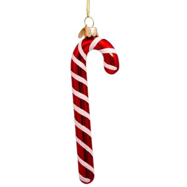 キャンディケイン レッド＆ホワイトストライプ ガラス製クリスマス