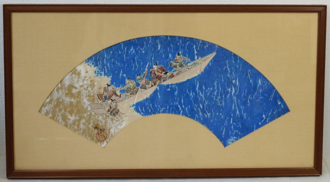 木版画 前田青邨 「扇面 武者」 商品番号35050903 - 絵のある暮らし