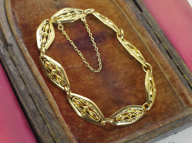 アンティークK18フィリグリーブレスレット