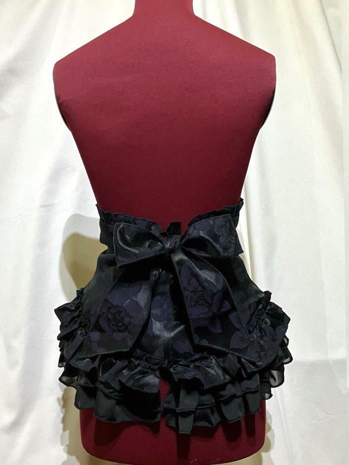 総フリル編み上げコルセット：紫黒バラ柄 - MARBLE ~online shop~