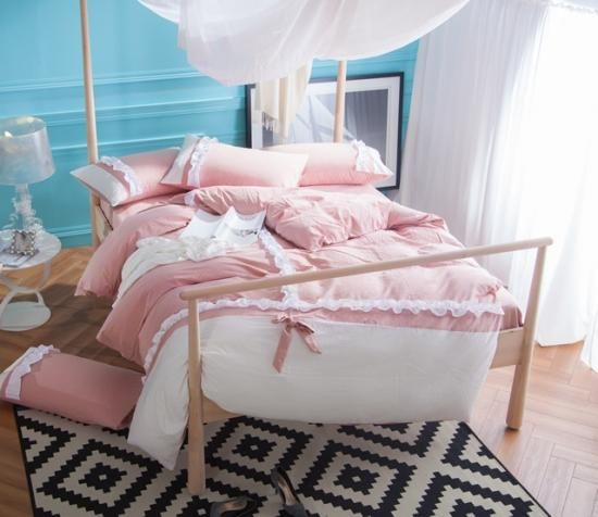 可愛い花柄布団カバー4点セット Bella15 ピンク (寝具/寝具カバー