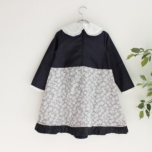 BIG衿フラワージャガードワンピース / nino（ニノ）/ ネイビー