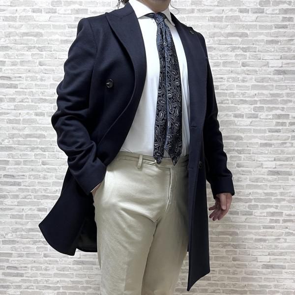 BRERAS ダブルコート ネイビー | ヴァージンウール100％ - Del Fiore