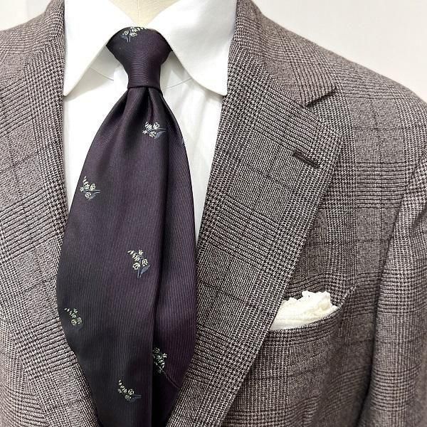 Atto Vannucci ネクタイ | ブラウンパープル花柄 - Del Fiore Online