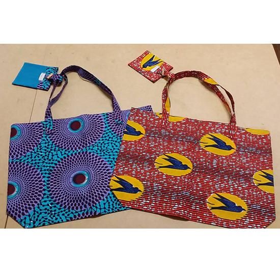 アフリカンプリント エコバッグ miniバッグ付き 販売 － ジェンベ