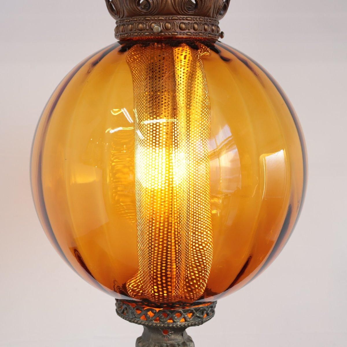 アメリカ ヴィンテージ アンバーガラス ペンダントライト アンティーク