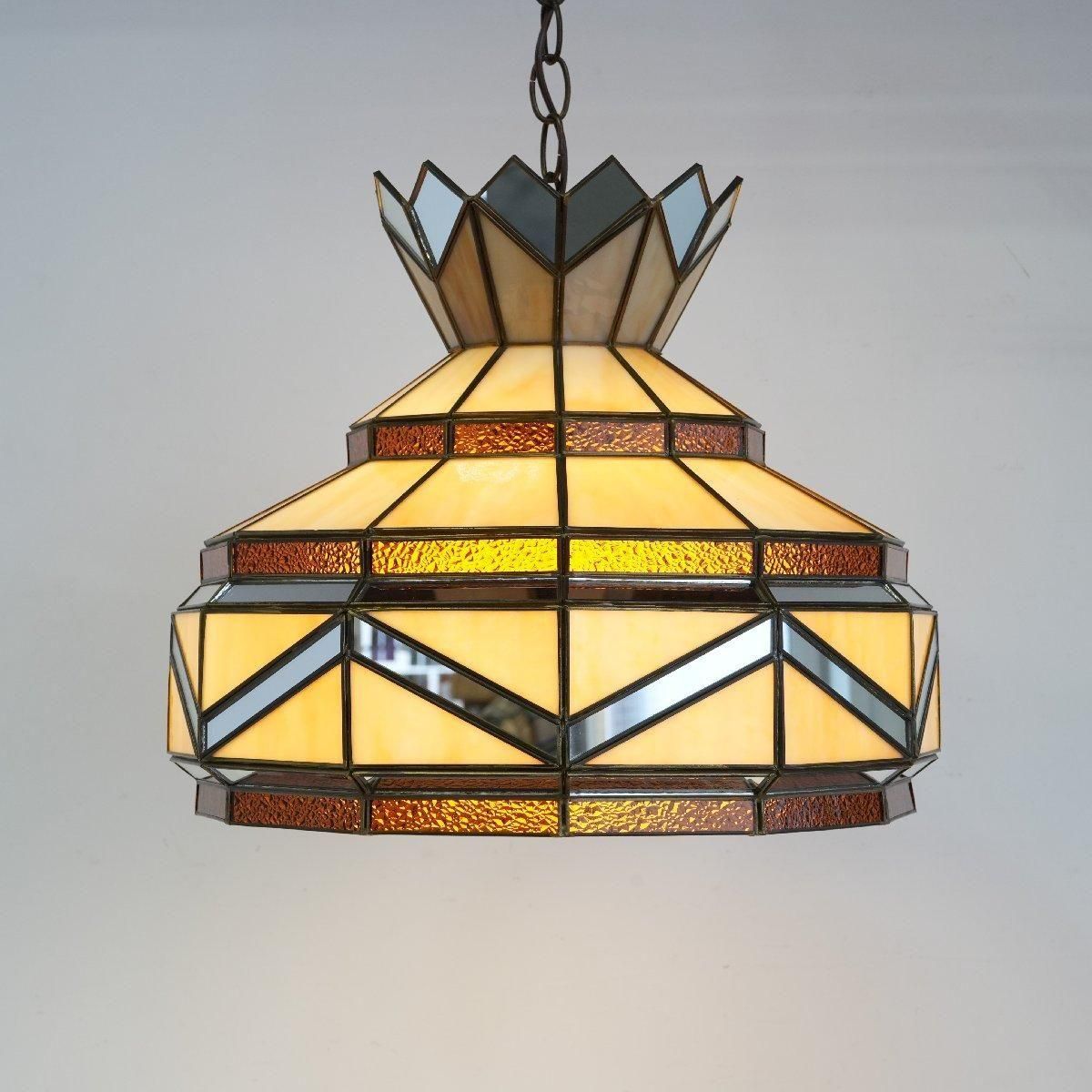 ヴィンテージ ペンダントランプ ステンドグラス -通販-ローズボール