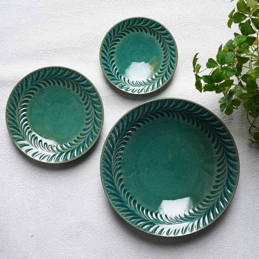 7寸葉紋皿 トルコブルー 市野耕｜生活普段議shop