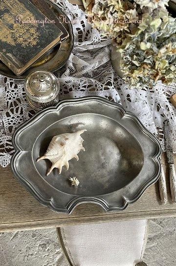 ピューター製花リムピュータオーバルプレート【パディントン】｜ブロカント