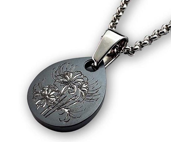 Hizm/SK accessory/雫に彼岸花ペンダントM 【白色】マットブラック