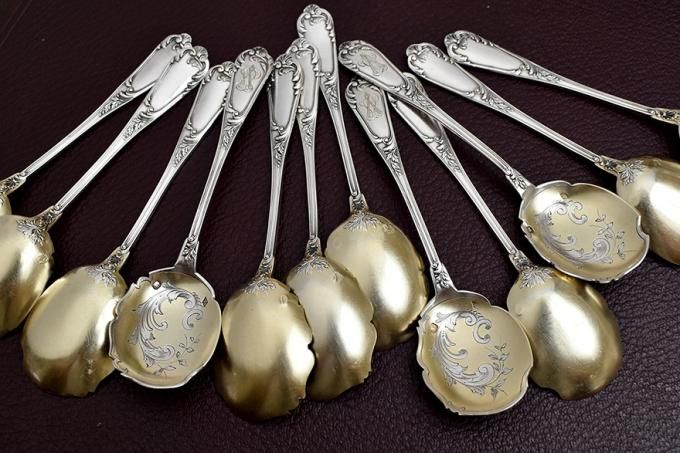 フレンチシルバー【銀950】アイスクリームスプーン箱入り13点セット