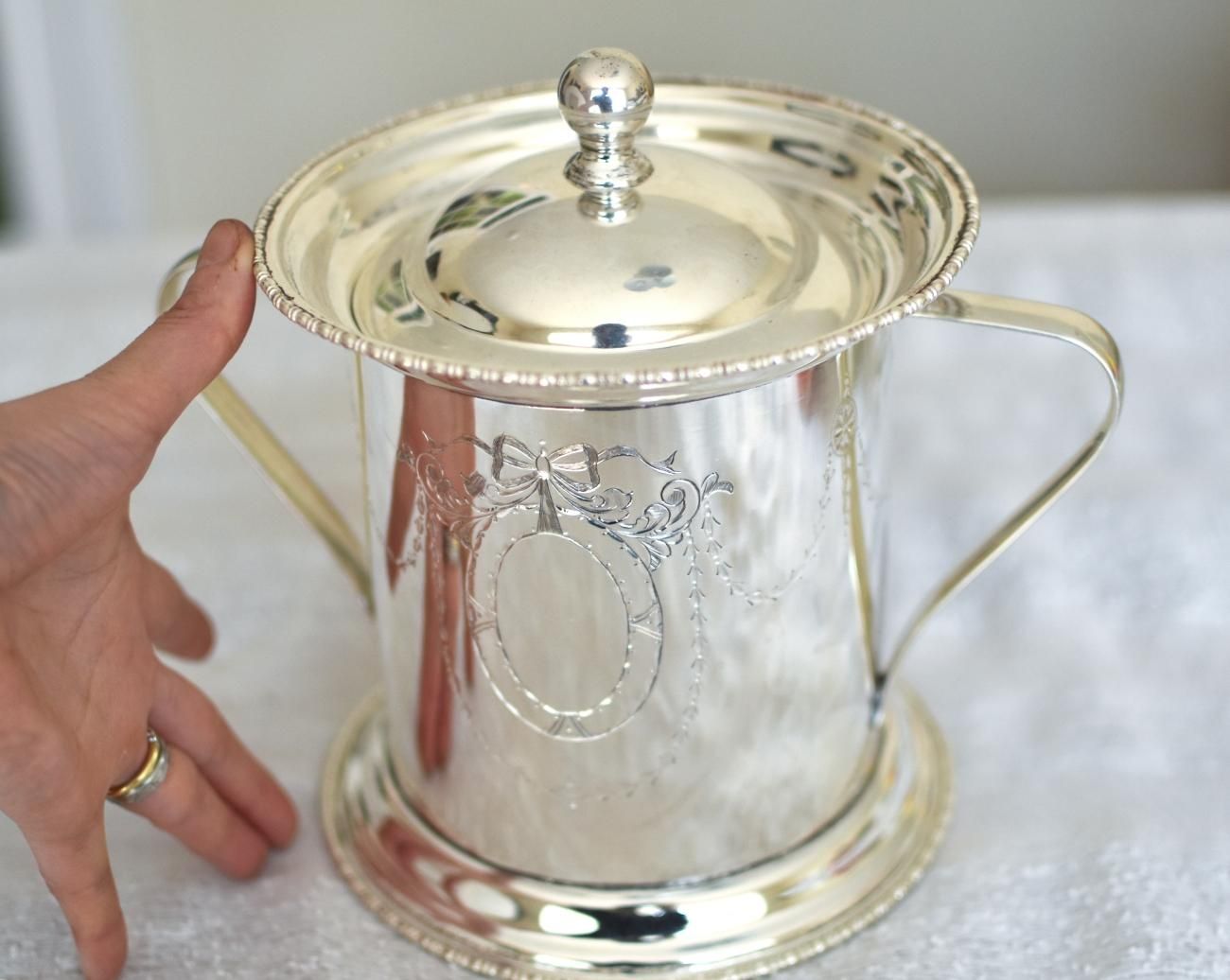 英国アンティーク銀器【シルバープレート】ビスケットジャー/ボトル