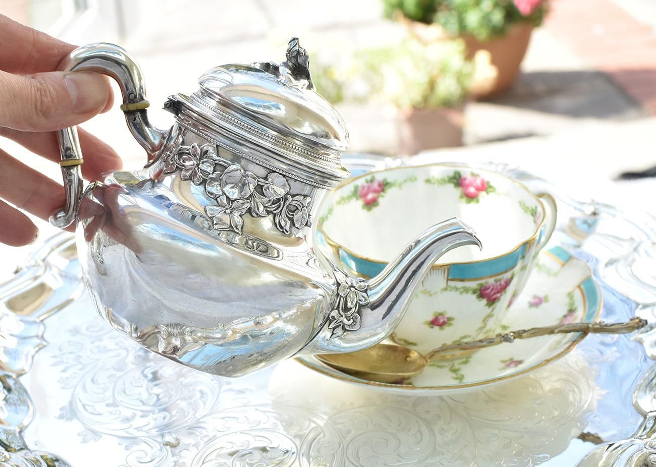 仏アンティーク銀器【銀950】小さなティー/コーヒーセット Puiforcat