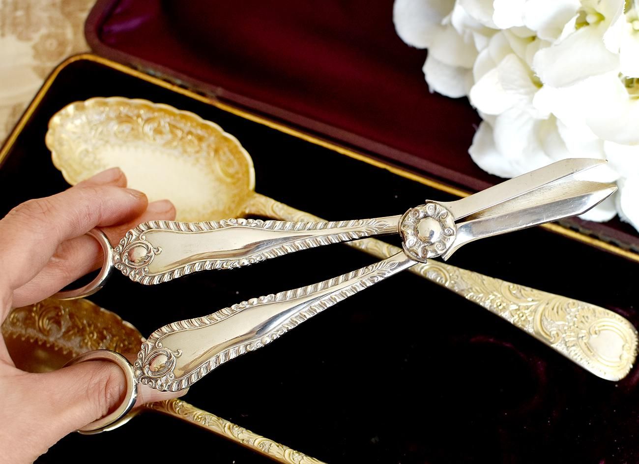 英国アンティーク銀器【シルバープレート】フルーツ用サービングセット