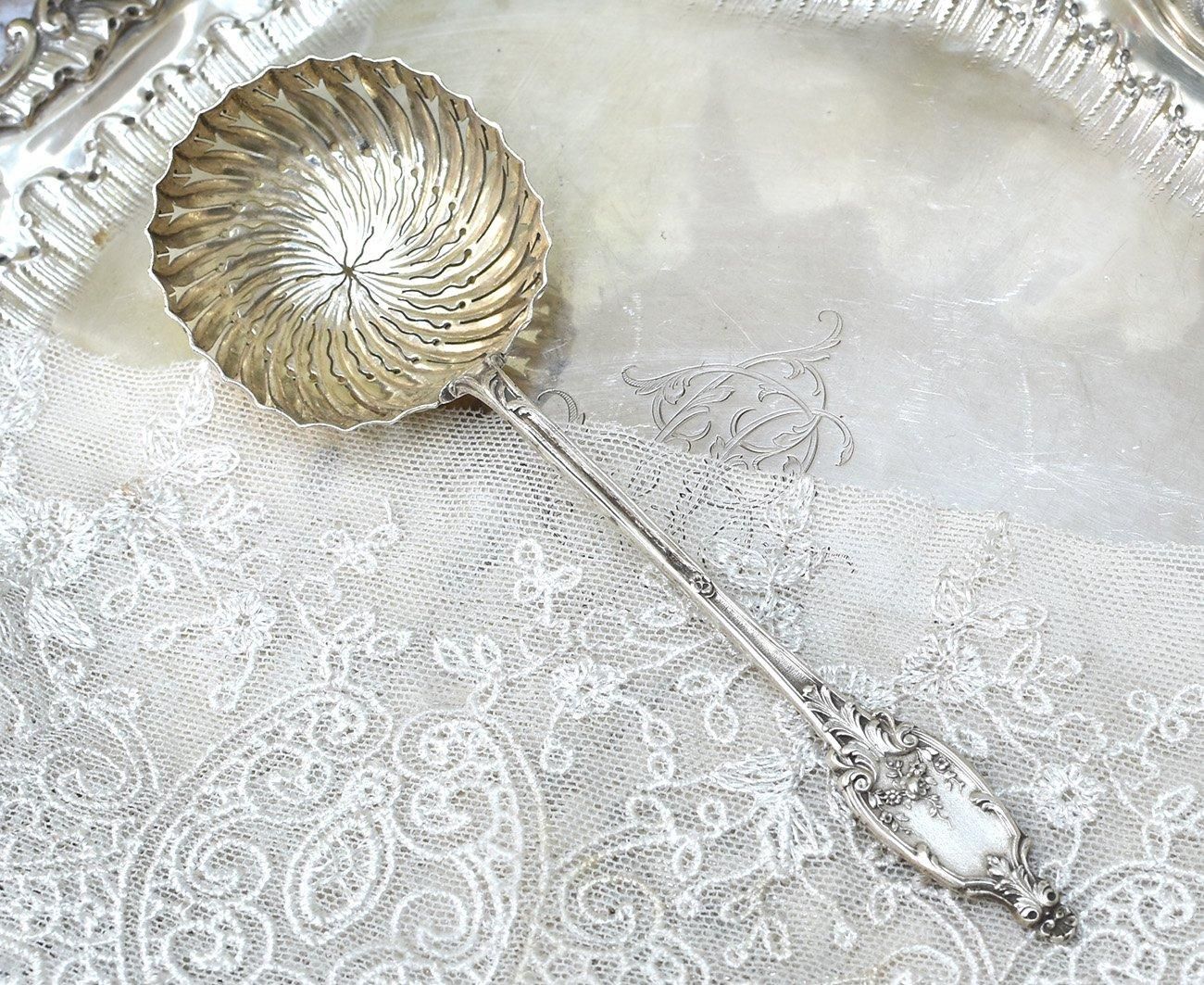 仏アンティーク銀器【銀950】シフタースプーン/ティーストレーナーにも
