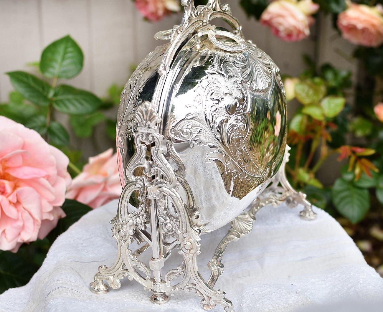 英国アンティーク銀器【シルバープレート】美装飾 ビスケット