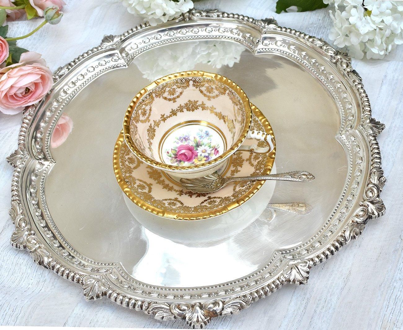 英国アンティーク銀器【シルバープレート】サルヴァ 32cm - Edwardian