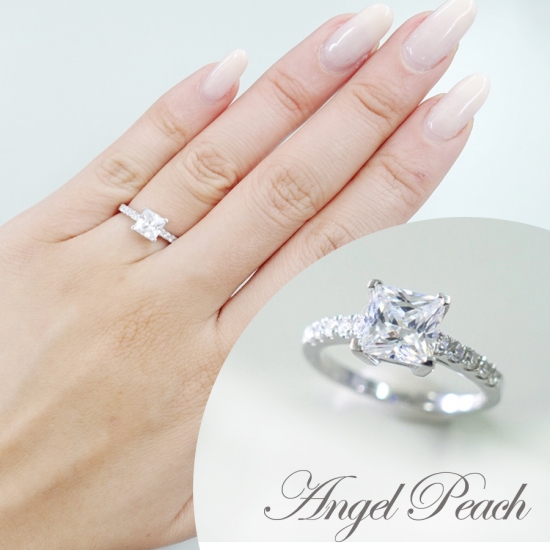 即納可能☆人工ダイヤモンド】 プリンセスカット1ctリング - 人工