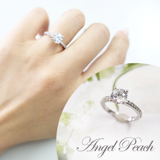 即納可能☆人工ダイヤモンド】4爪1カラットリング - 人工ダイヤモンド