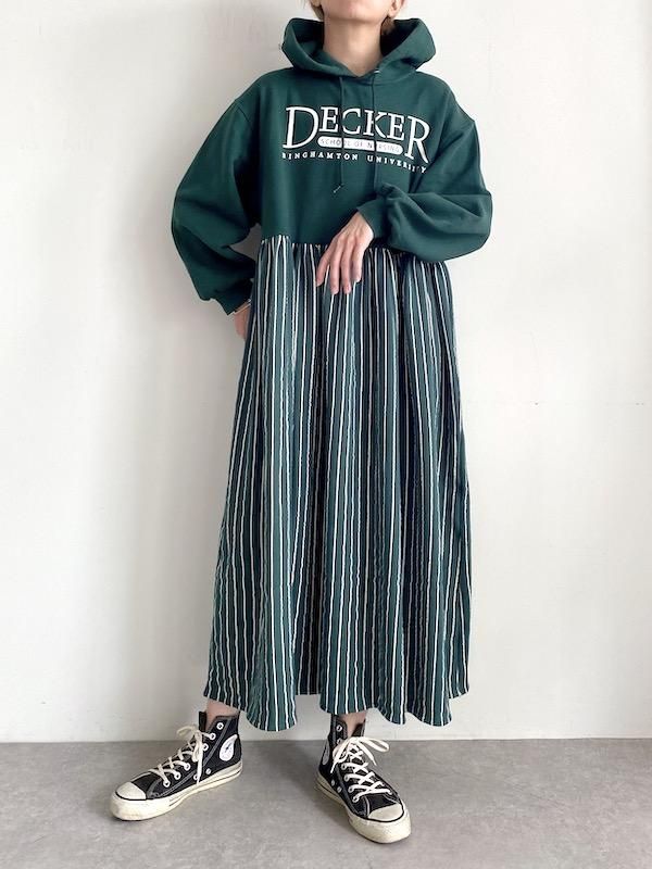 Remake long parka dress / リメイクパーカーワンピース (D.GRN) - KICI