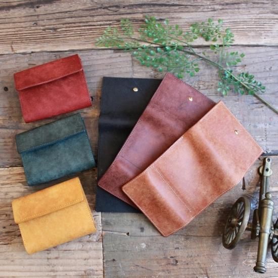 プエブロ 二つ折り財布 / ブルーグリーン (左利き用) - 革コイン