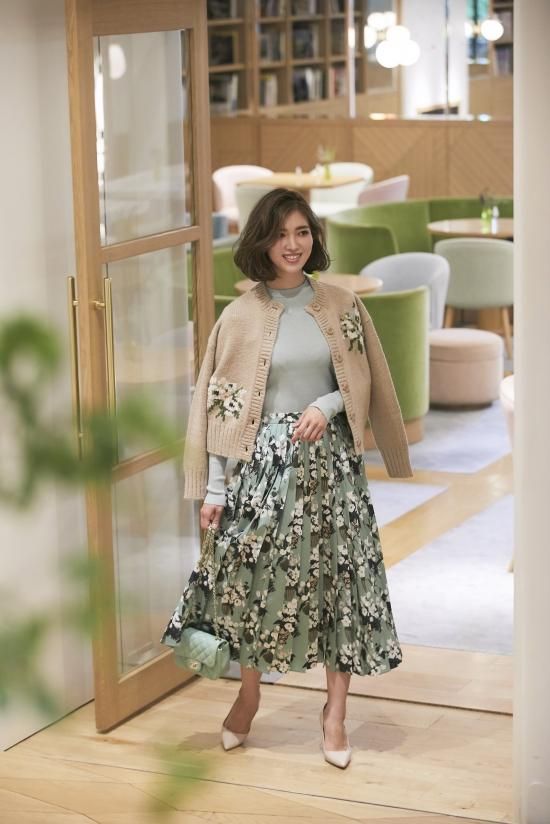 SEVEN TEN×KEITAMARUYAMA フラワー刺繍ニットカーディガン(ライト