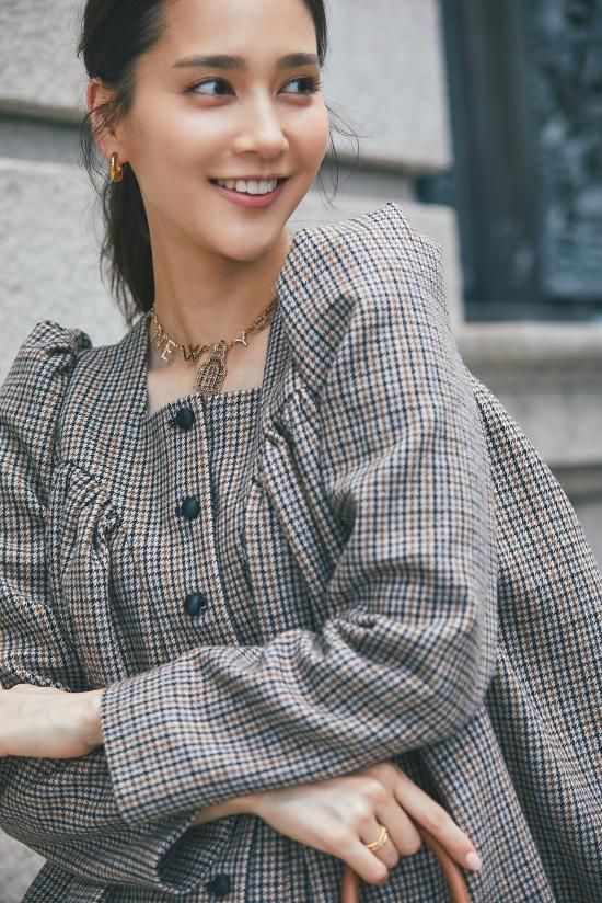 ガンクラブチェックウールジャケット(ブラウン) - seventen