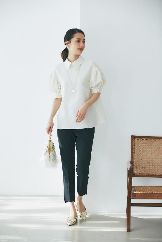 フロントレースブラウス(オフホワイト) - seventen