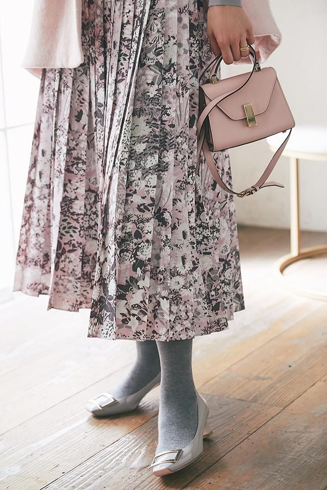 プリントプリーツスカート(ピンク) - seventen