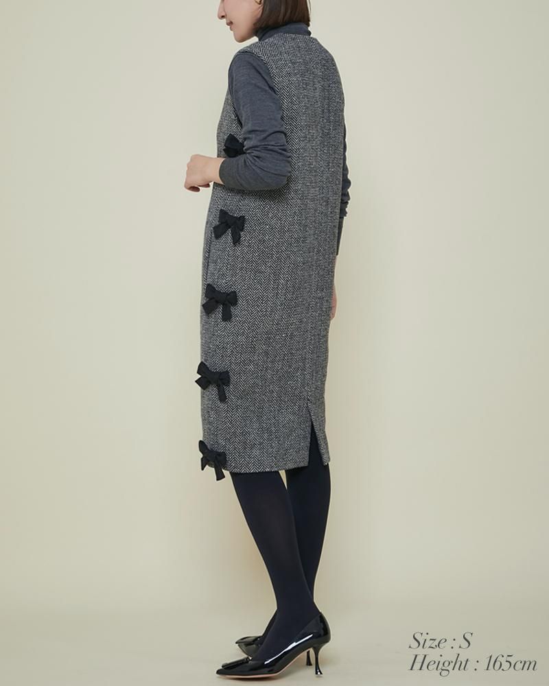 サイドリボンジレワンピース(ヘリンボーン) - seventen