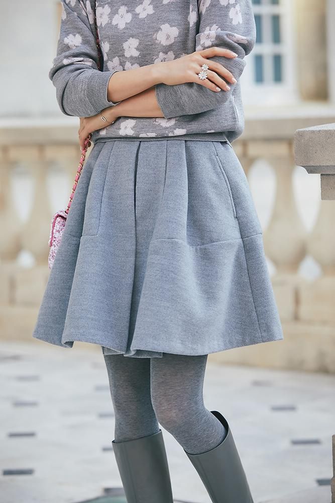 再入荷】ハイウエストフレアキュロット(グレー) - seventen