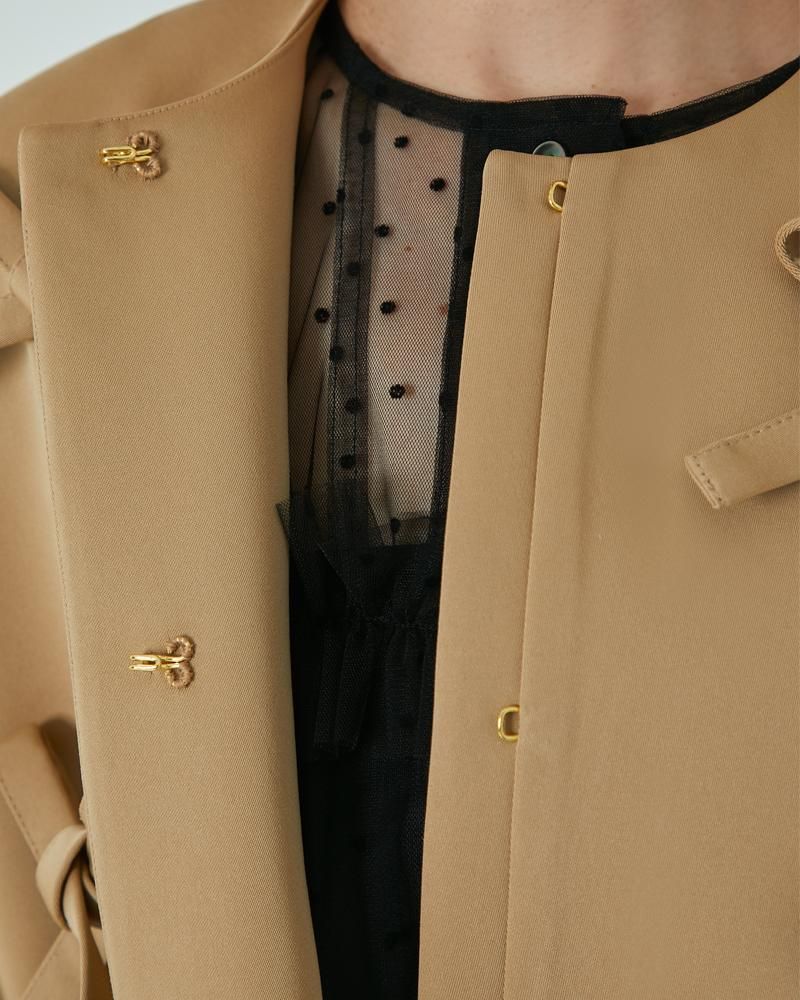 ダブルリボンショートコート(ベージュ) - seventen