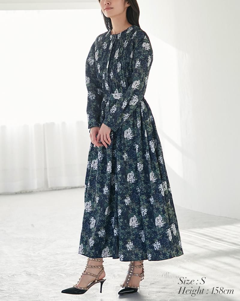 再入荷】ピンタックプリントワンピース(ベージュ) - seventen