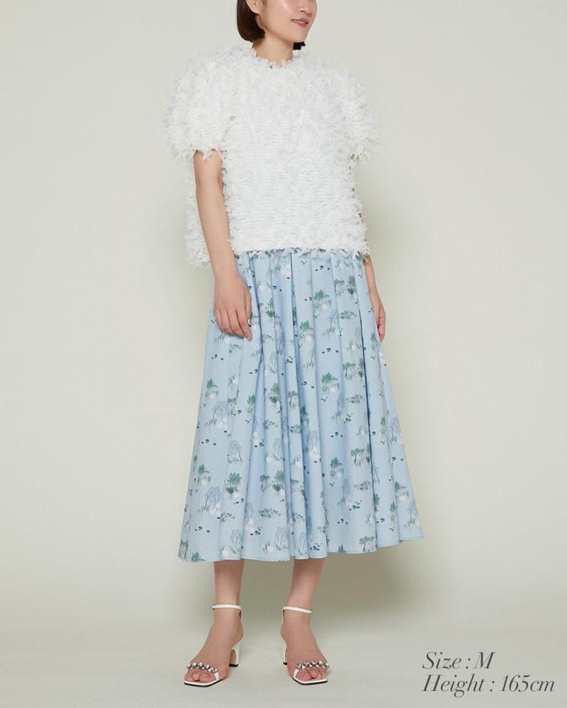 フリンジチュールトップス(ベージュ) - seventen