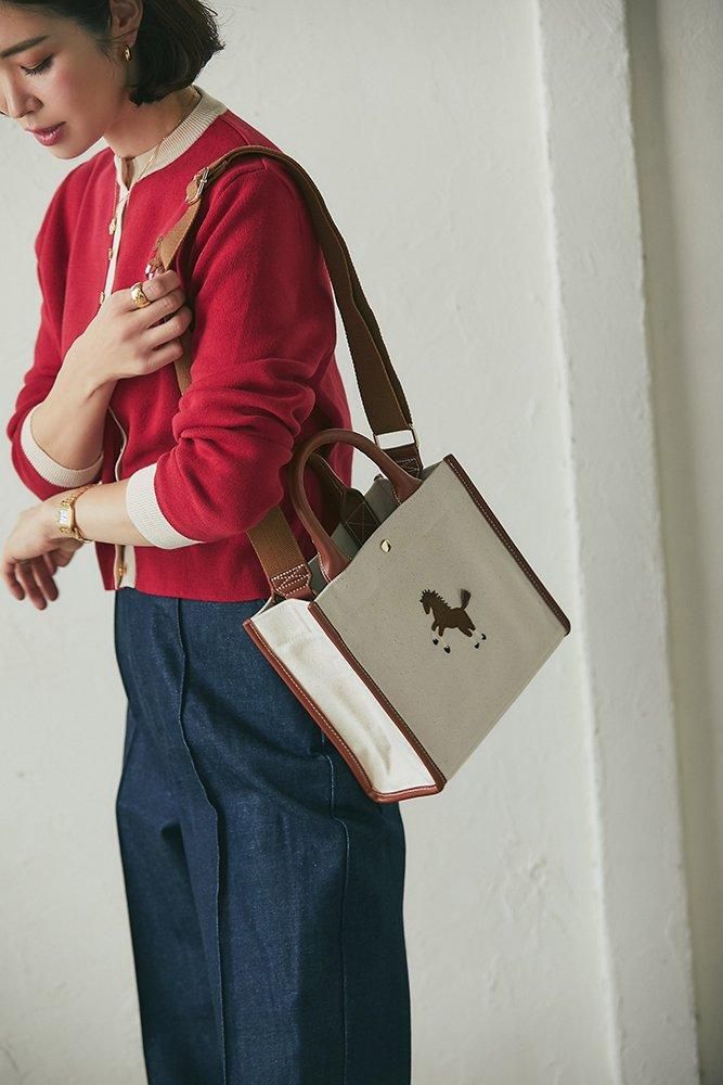 ワンポイント刺繍トートバッグ(オフホワイト/ミニ) - seventen