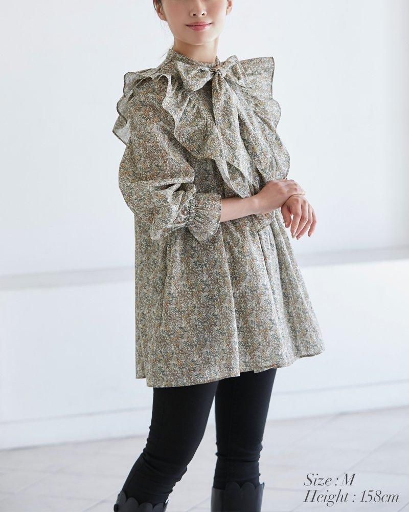 再入荷】スクワロルプリントボウタイチュニック(アイボリー) - seventen