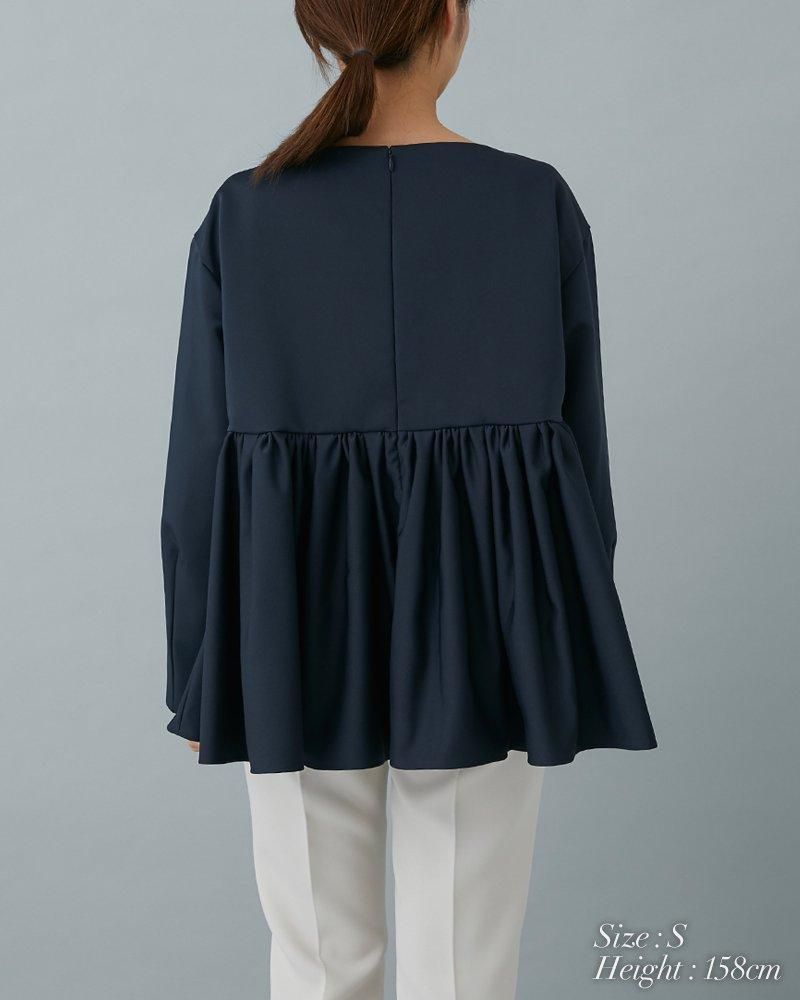 ビッグカラーブラウス(ネイビー) - seventen