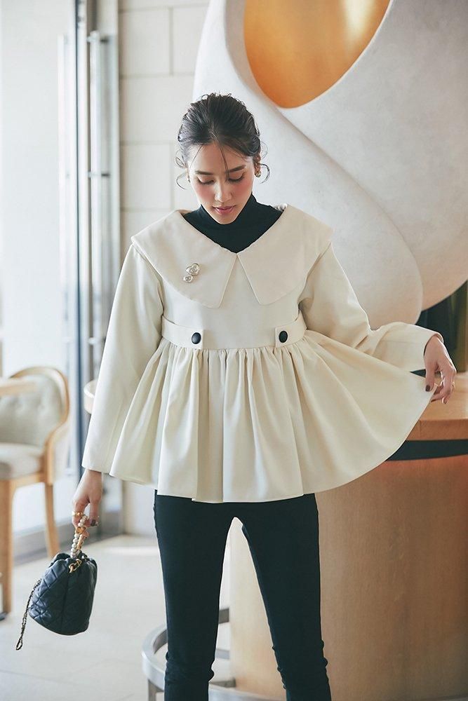 30％off】ビッグカラーブラウス(オフホワイト) - seventen