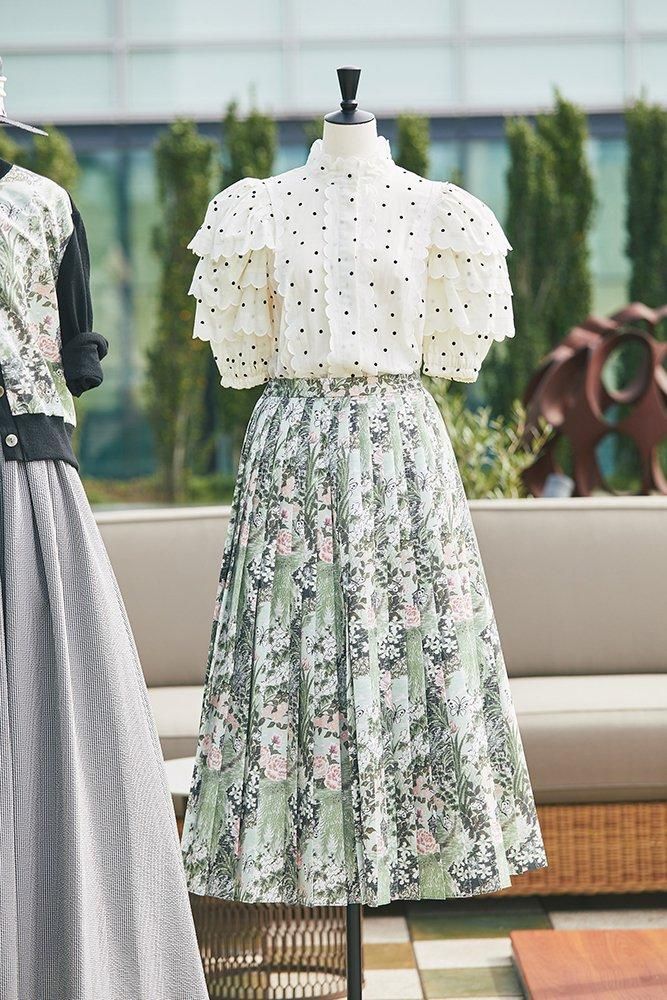 KEITA MARUYAM × SEVEN TEN by MIHO KAWAHITO 庭園プリントプリーツ