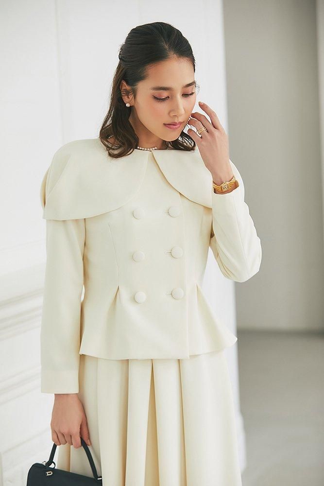 ケープ風ダブルボタンジャケット(オフホワイト) - seventen