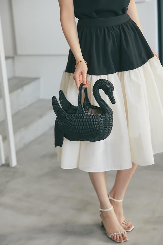 20％off】スワンラタンバッグ(ブラック) - seventen