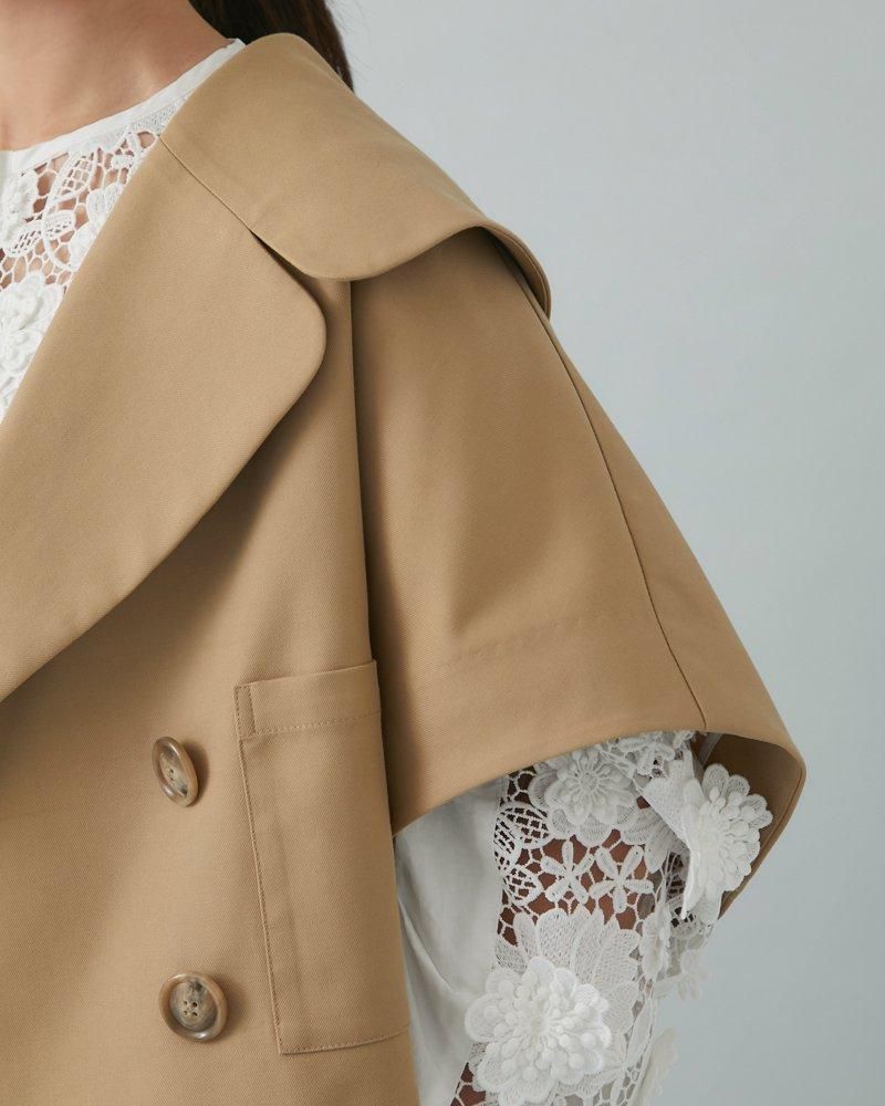 20％off】ダブルブレストショートジャケット(ベージュ) - seventen