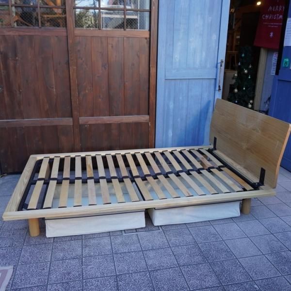 値下げ/無印良品(MUJI)のタモ材ベッドフレーム（セミダブル）ヘッド