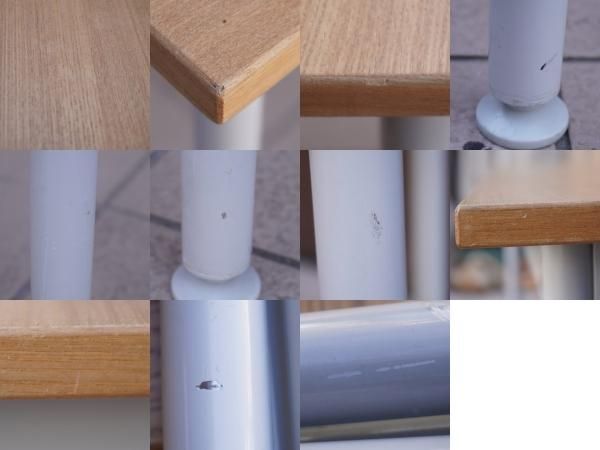 タモ材を使用した無印良品のパーソナルデスク。ホワイトのスチール脚と