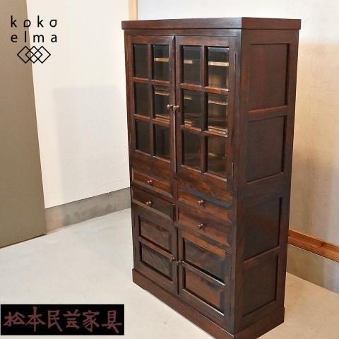 値下げ/松本民芸家具のG-1型 面取り食器棚のご紹介です。ミズメザクラ